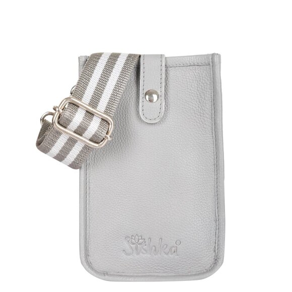 Leather Crossbody Grey Phone Sling Wallet Bag–Small Shoulder  Bag for Daily Use - Picture 1 of 10